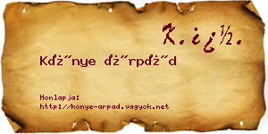 Könye Árpád névjegykártya